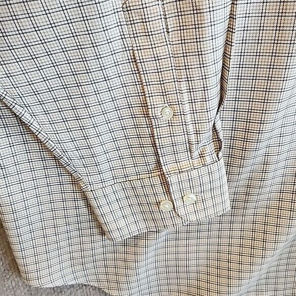 Roundtree & Yorke Longsleeve Shirt Mens 3XT Tall Gold Label Non Iron Beige Plaid - Picture 4 of 12